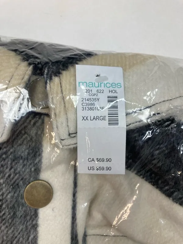 -New Maurices Plaid Shacket Women’s Size XXL Black Button Casual Shirt Coat Snap - Image 9