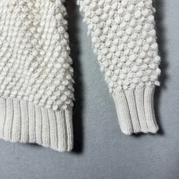 American Eagle Outfitters Ivory White Popcorn Knit Sweater Wool Alpaca Blend M - Image 5