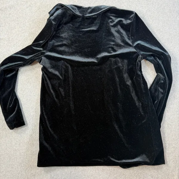 PINK ROSE Women's Large Black Velvet Open Front Blazer Jacket Cardigan New - Image 9