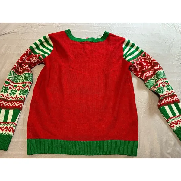 No Boundaries Too Cute To Be Naughty Reindeer Christmas Sweater Size L - Image 9