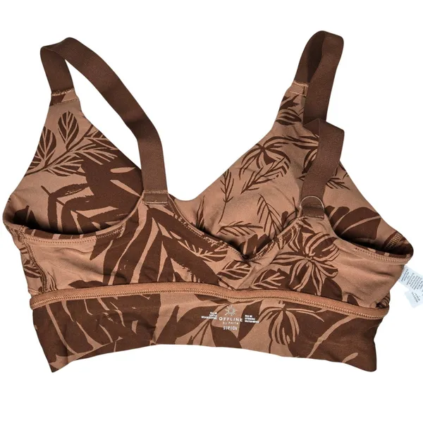 Aerie OFFLINE Tropical‎ Leaf Print Ballet Back Sports Bra Medium Support S NWT - Image 4