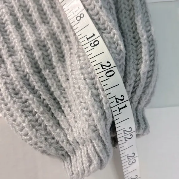 SHEIN Gray Balloon Sleeve Open Front Cardigan Sweater Large Knit Cozy EUC - Image 10