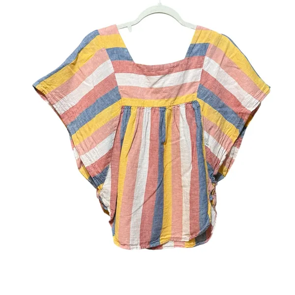 Beachlunchlounge Striped Multicolor Blouse Linen Blend Desert Vibes Sz S‎ - Image 2