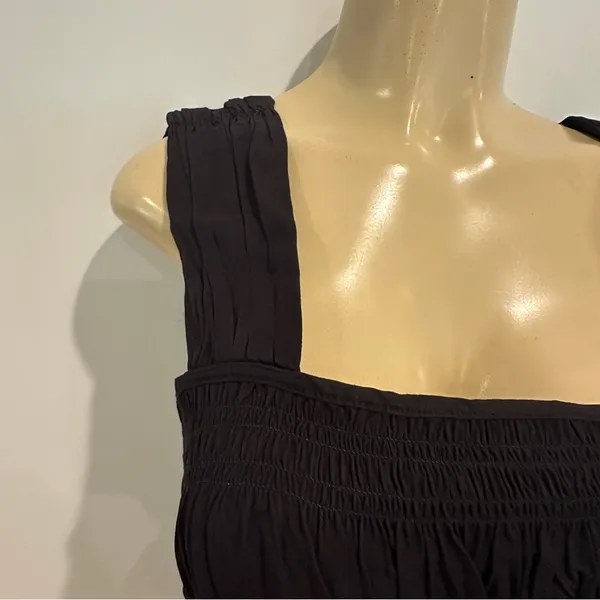 H&M Pleated Sleeveless Top Sz M Black Shirt Smocked H M HM - Image 3