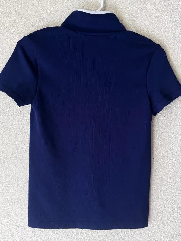 Navy Short-Sleeve Polo Top with Contrast Trim - Image 4