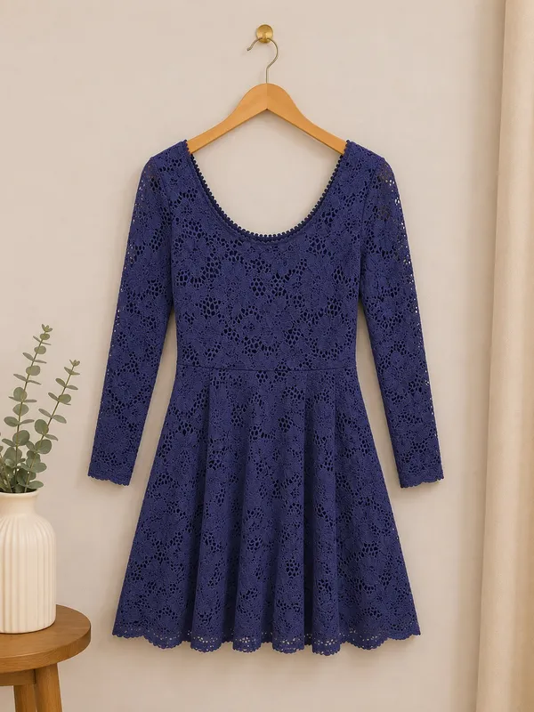 Free People Blue Rose Fit N Flare Garden Lace Mini dress Sz M - Image 4