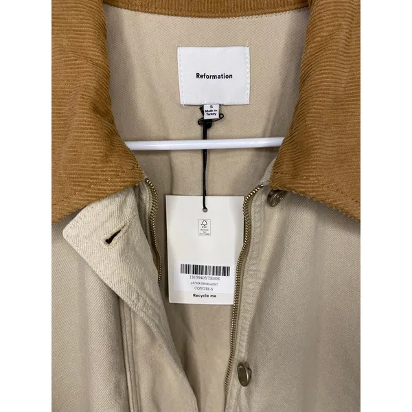 Reformation Archer Denim Jacket Coyote Brown Oversized Small NWT - Image 3
