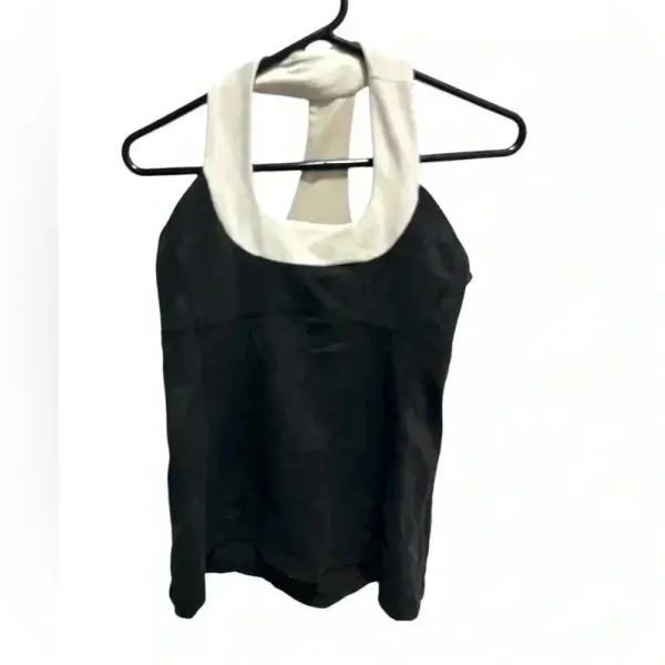 Lululemon Womens Scoop Neck Black Manifesto & White Tank Top Size 8 - Image 7