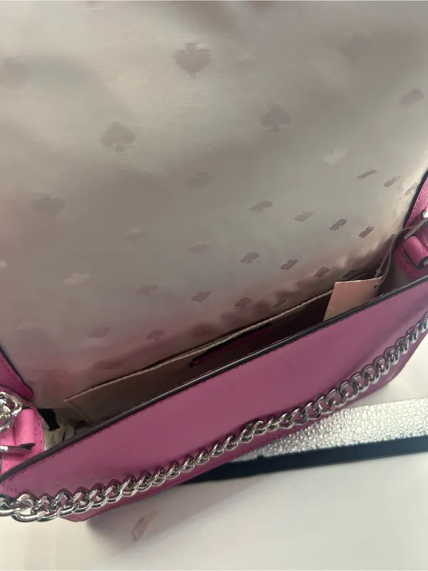 Kate Spade Cameron Small flap crossbody bag with chain strap bright peony pink - Image 7