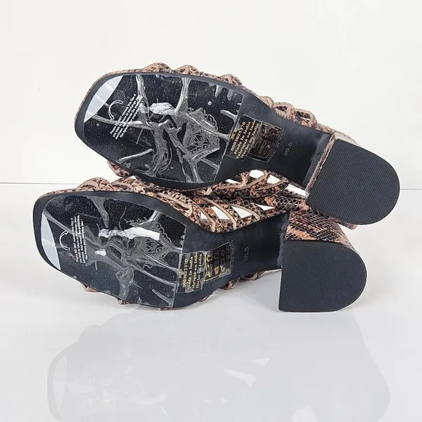 Free People‎ Colette Cinched Heel Python Snakeskin Size 36.5 Sandal - Image 9