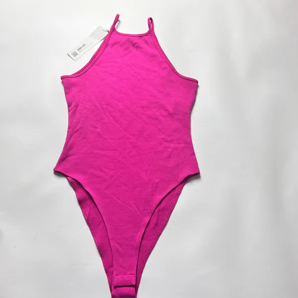 Zara Women's High Neck Pink Thin Strap Bodysuit Sz S - Image 10