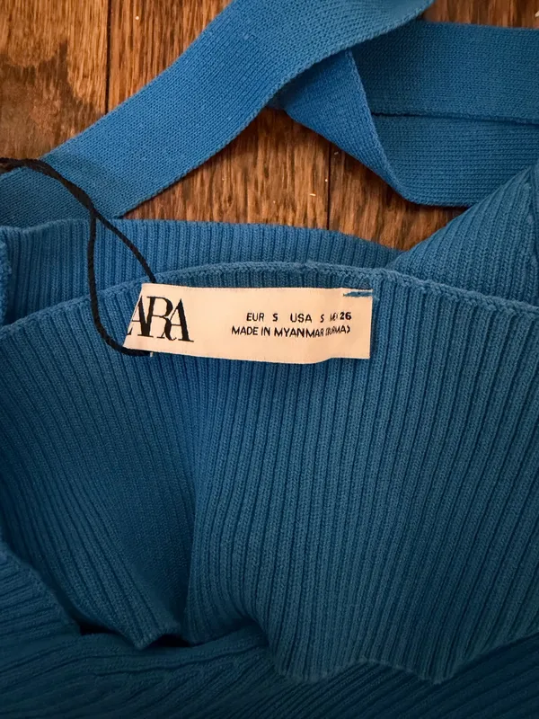 Zara Ribbed Halter Top Blue - Image 5
