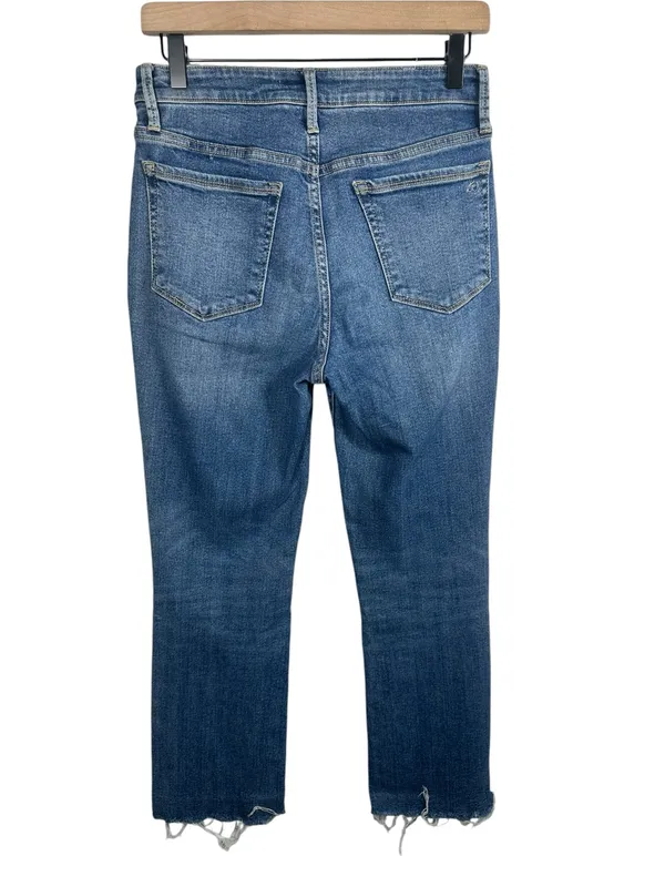 Sam Edelman The Stiletto High Rise Crop Boot Jeans Size 27 Medium Wash Raw Hem‎ - Image 5