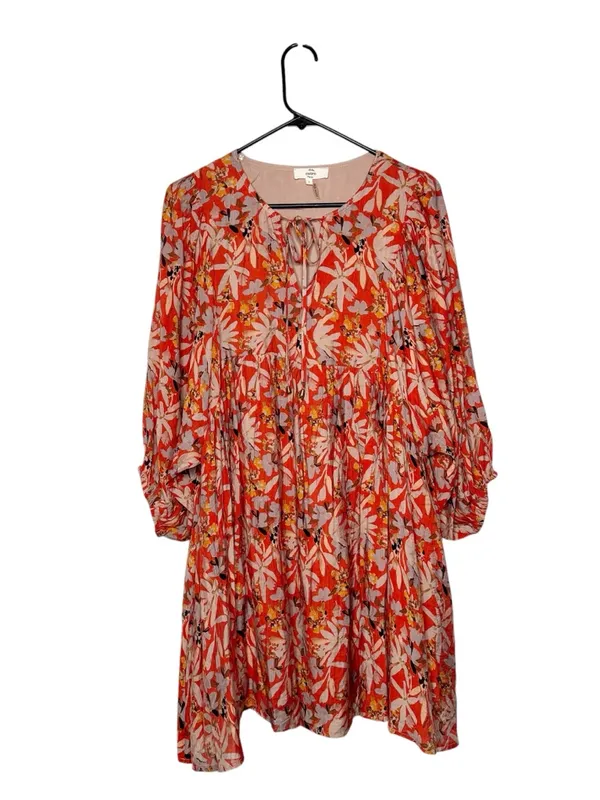 Entro Orange Gray Floral Shift Dress Size L - Image 5
