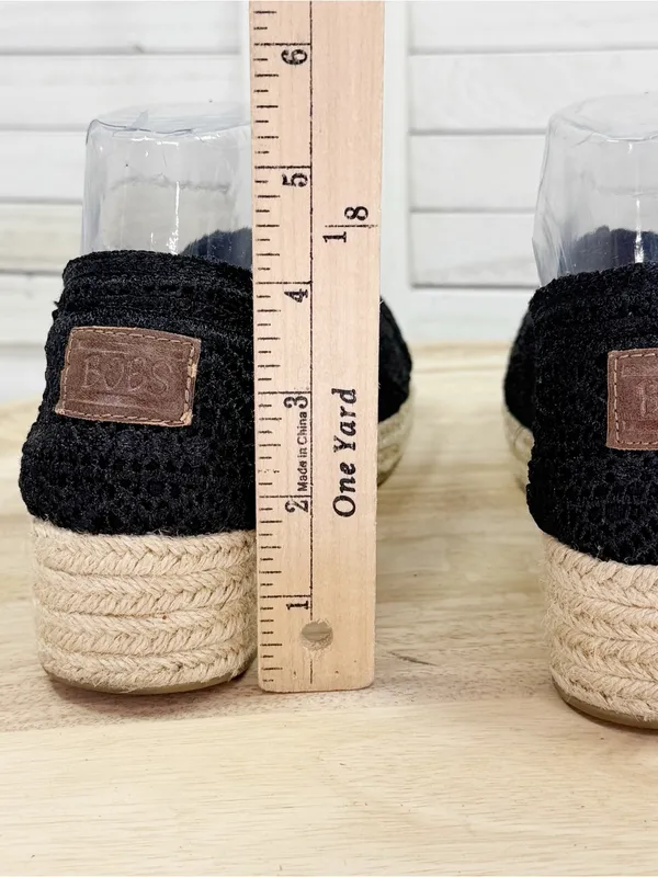 Bobs by Skechers Crochet Lace Wedge Espadrille Platform Slip On Shoes Black 7.5 - Image 7