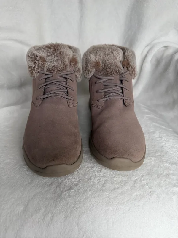 Skechers On-the-Go City 2 Winter Wishes Taupe Suede Ankle Boots 11 - Image 4