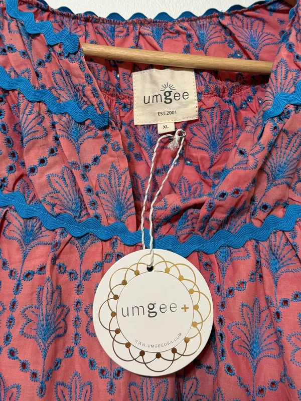 NWT Umgee Floral Embroidered Puff Sleeve Eyelet Dress Size XL NEW - Image 4