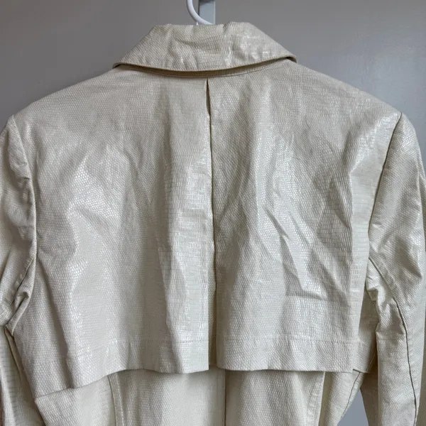 Bill Blass New York Unique VTG 90s Y2K Trench Coat Size 6 Luxury Faux‎ Leather - Image 14