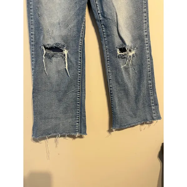 Pink Blush Maternity Straight Leg Distressed Jeans Raw Hem Size 28 - Image 3
