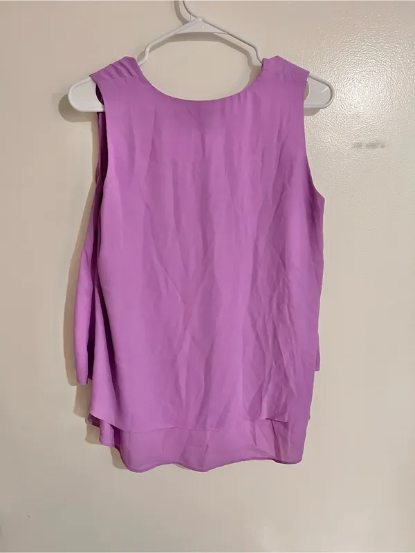 Banana Republic Women XS Pastel Lilac Flowy Sleeveless Blouse Minimalist Office - Image 2