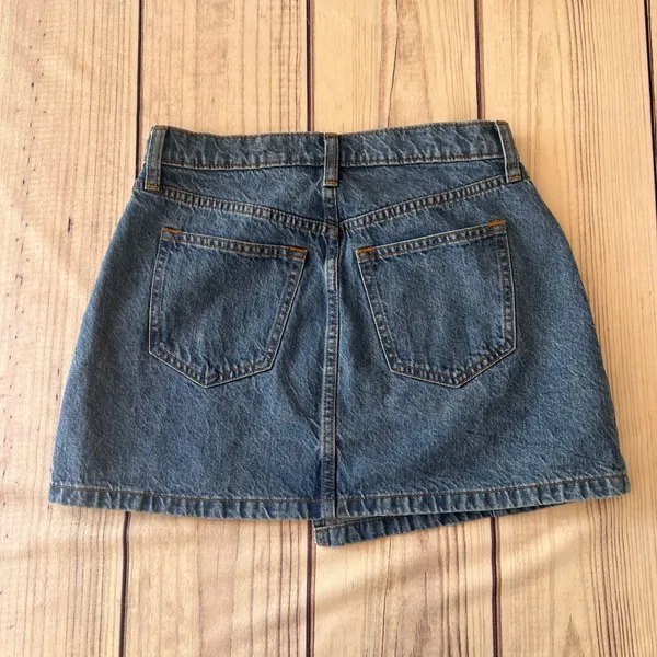 Abercrombie & Fitch High Rise Denim Mini Wrap Skirt - Image 9