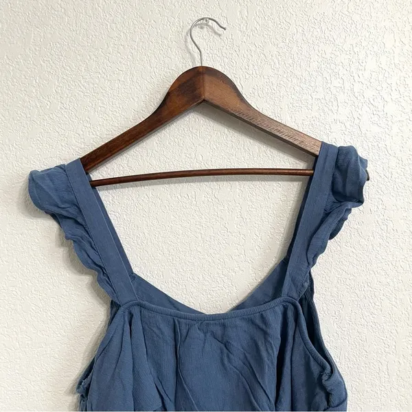 American Eagle Womens Shirt Top Blue Tiered Ruffle Button Front Size XL - Image 4