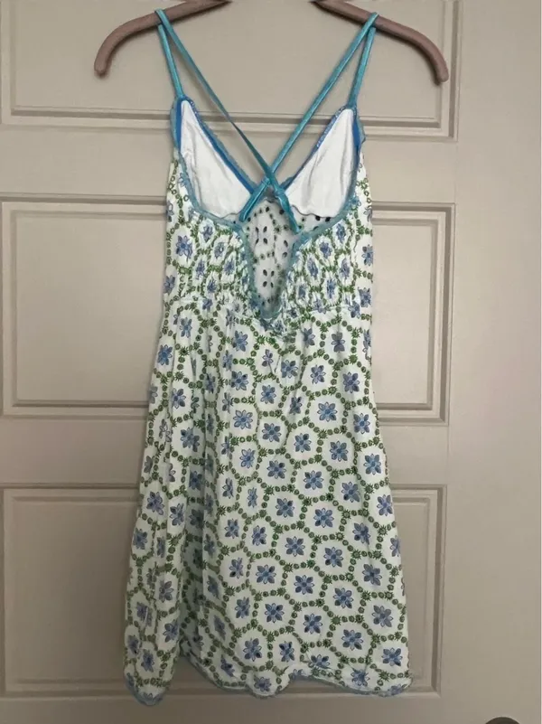 2000s Victoria's Secret blue and green floral slip Size S - Image 2