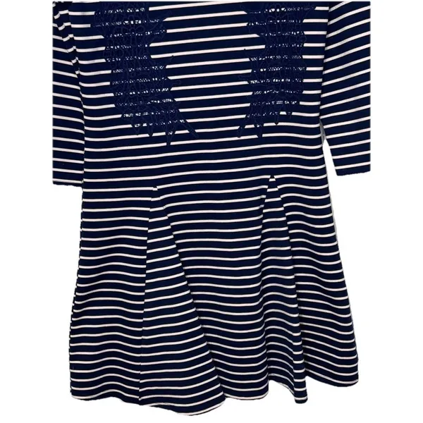 Free People Women's‎ Dress Nautical Knotty Jersey Knit Striped Blue White Large - Image 4