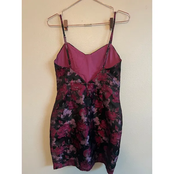 Lulus Mini Dress Womens Small Magenta Floral Jacquard Cocktail Party Bodycon‎ - Image 4