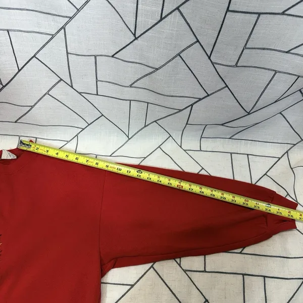 Basic Editions Sweatshirt Womens Large Red Christmas Embroidered Fleece‎ Vintage - Image 13