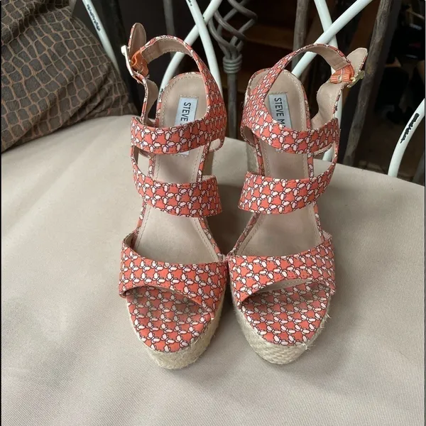 Steve Madden Jenny Printed Espadrille Wedge Sandal in‎ Orange Size 7.5 - Image 6