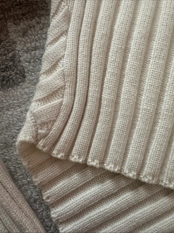 Cream Ribbed Knit Sweater - Ladies Long Sleeve Crewneck - Image 5