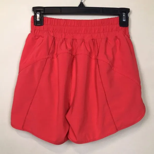 Lululemon Women’s Track That Mid Rise Coral Red Lined Athletic Workout Shorts - Image 6