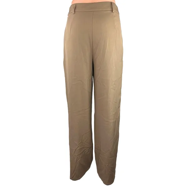 Princess Polly Women's Brown High Rise Front Pleated Wide Leg Dress Pants Size 4 - Image 3