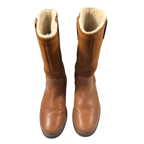 Clarks Glick Elmfield Tan Leather Suede Shearling Lined Mid Calf Boots 8M GUC - Image 2