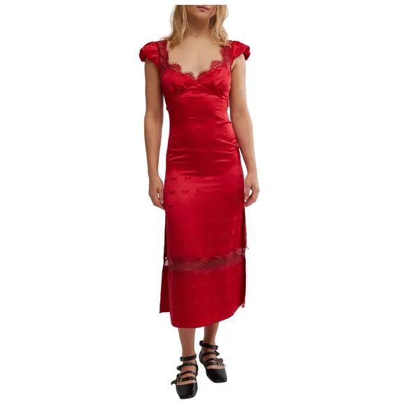 NEW Free People Foolish Heart Midi Dress Size Medium - Image 15