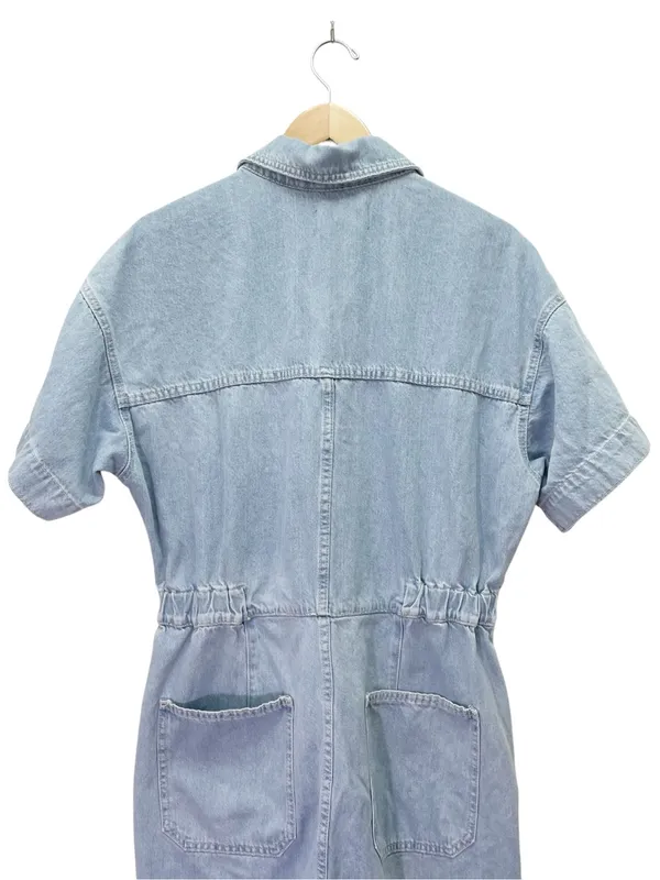 Free People We The Free Marci Coverall Sz XL Light Wash Denim Jumpsuit Utility - Image 7