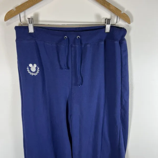 Vintage Disney World Mickey Mouse Sweatpants Womens Medium Blue‎ Drawstring - Image 3
