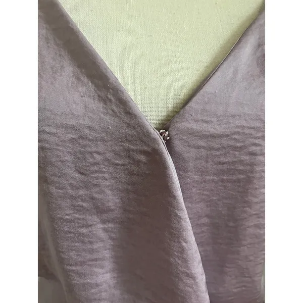 Satin Pink‎ Bodysuit size Small Mauve V-Neck Sexy Elegant Tucked In Pastel Chic - Image 4