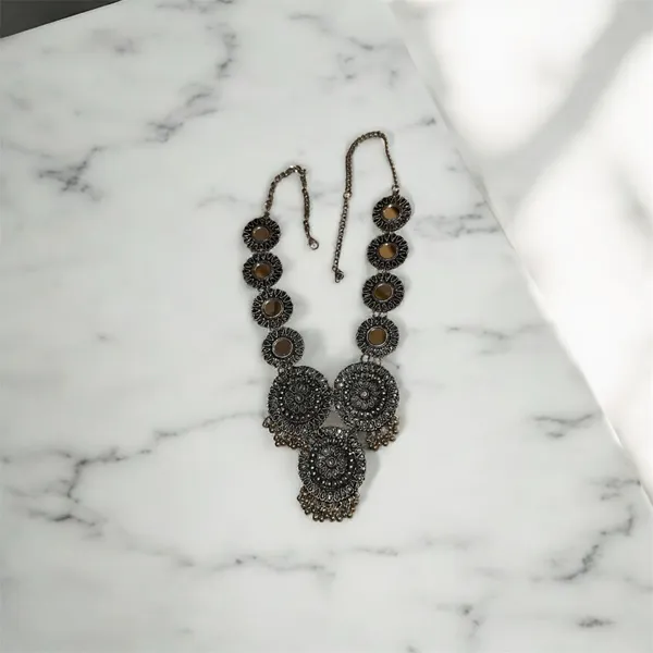 Vintage Boho Statement Necklace Silver - Image 3