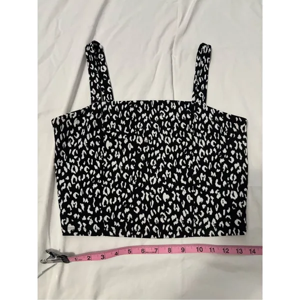 Leith Black & White Leopard Print Crop Top | Size Medium - Image 2