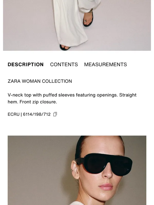 Zara NWT White Structured Zip-Front Top with Split puff Sleeves - Image 9