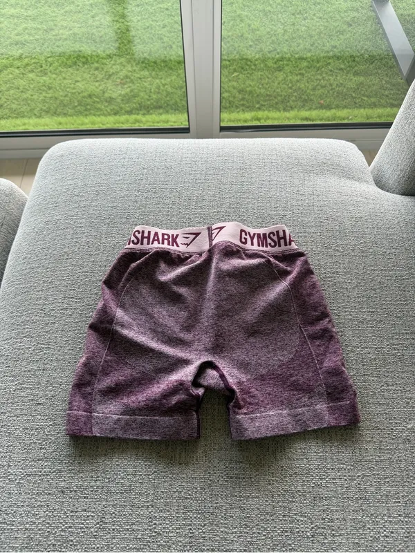 Gymshark Marled Purple‎ Women’s Bike Shorts with Branded Waistband - Image 2