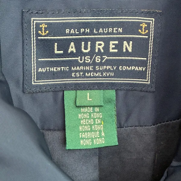 Lauren Ralph Lauren Womens‎ L Navy Nylon Double Breasted Pea Coat US/67 - Image 5