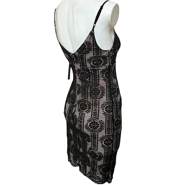Women's Black Lace Bodycon Dress Sleeveless V-Neck Party S - Image 5