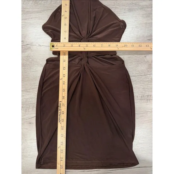 PrettyLittleThing Brown Cut Out Halter Bodycon Mini Dress Size US 4 NWT - Image 6