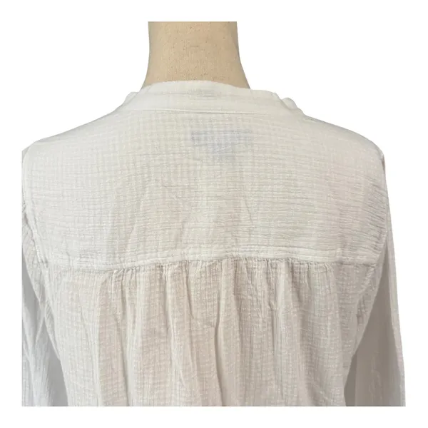 J. Crew Women's White 100% Cotton Gauze Popover Cover-Up Sz M Beachy Casual - Image 3