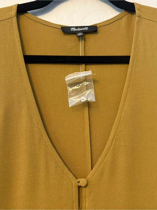 Madewell heather button down sleeveless sheath dress in spiced olive XS NWOT - Image 4