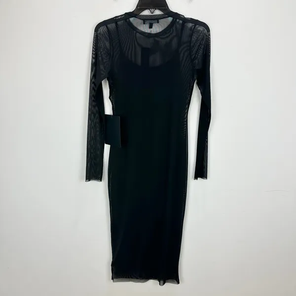 Lulus Perfect Plans Black Sheer Mesh Long Sleeve Midi Dress Party Cocktail S NWT - Image 10