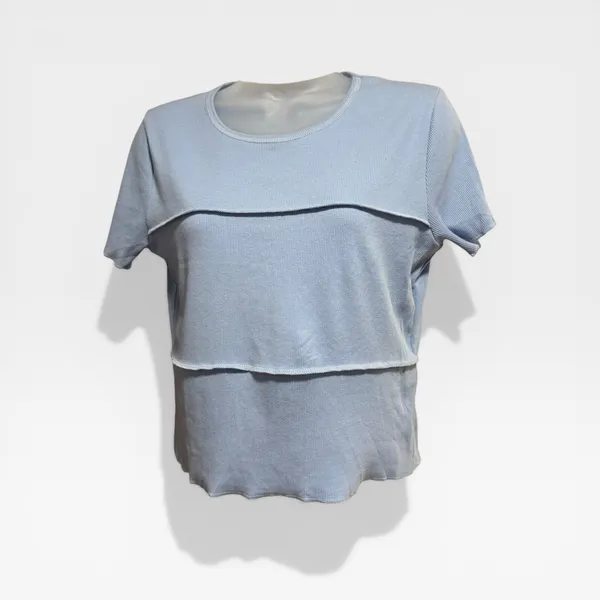 Hollister Baby Tee Womens‎ Medium Blue Excellent Ribbed Layered Seam Top - Image 2